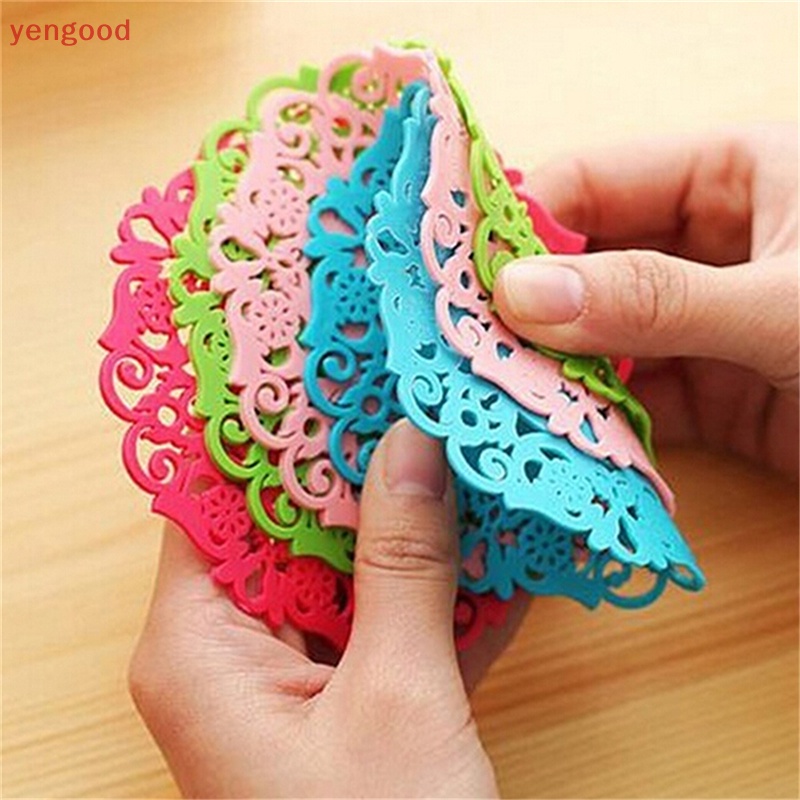 Tấm Lót Ly Trà Cách Nhiệt Bằng Silicone Họa Tiết Ren Hoa Doilies