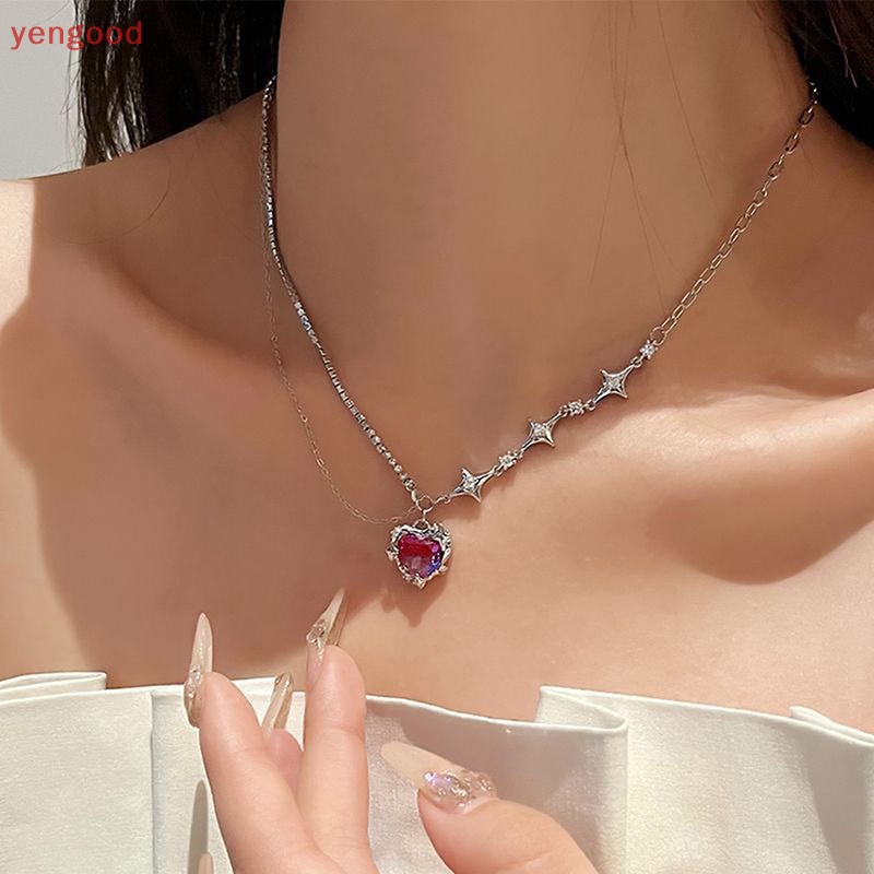 (YGD) Vòng cổ Choker Mặt Hình Giọt Nước Pha Lê Trái Tim Thời Trang Cá Tính Ngọt Ngào