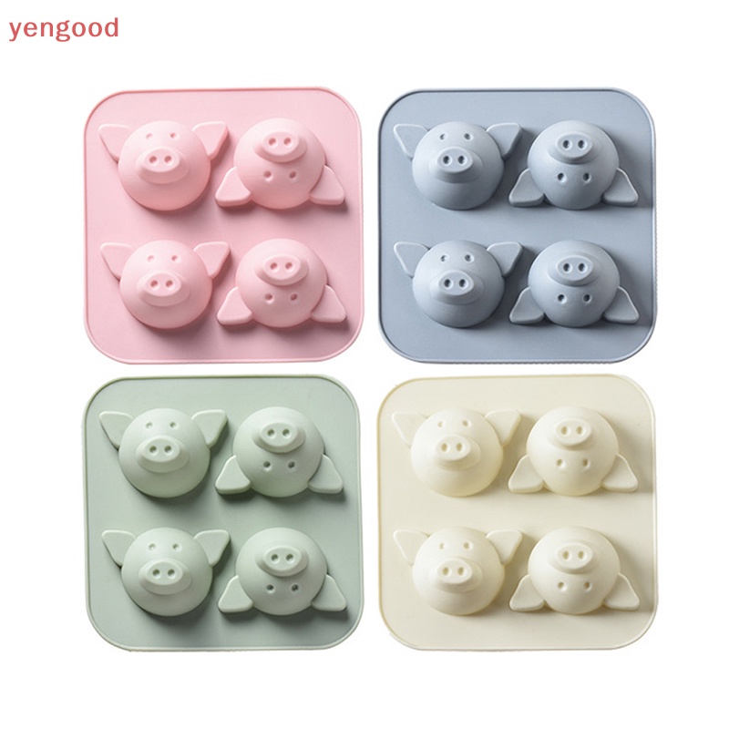 1 Khuôn Làm Bánh / Sô Cô La Bằng Silicone Hình Chú Heo Dễ Thương Kèm 4 Khuôn Tự Làm