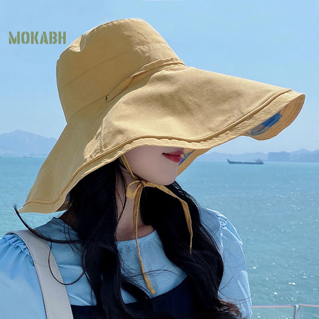 Nón Tai Bèo Hai Mặt Cột Dây Họa Tiết Sọc Caro Màu Sắc Trơn