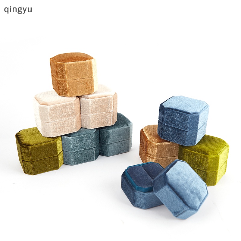 Hộp Đựng Nhẫn Cưới Hình Bát Giác Chất Liệu Nhung Thiết Kế Mới Cao Cấp Thời Trang