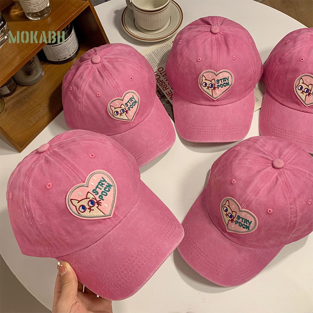 Mũ Lưỡi Trai Thêu Hình Trái Tim Vành Nối Dài Có Thể Điều Chỉnh Thời Trang Cho Nữ