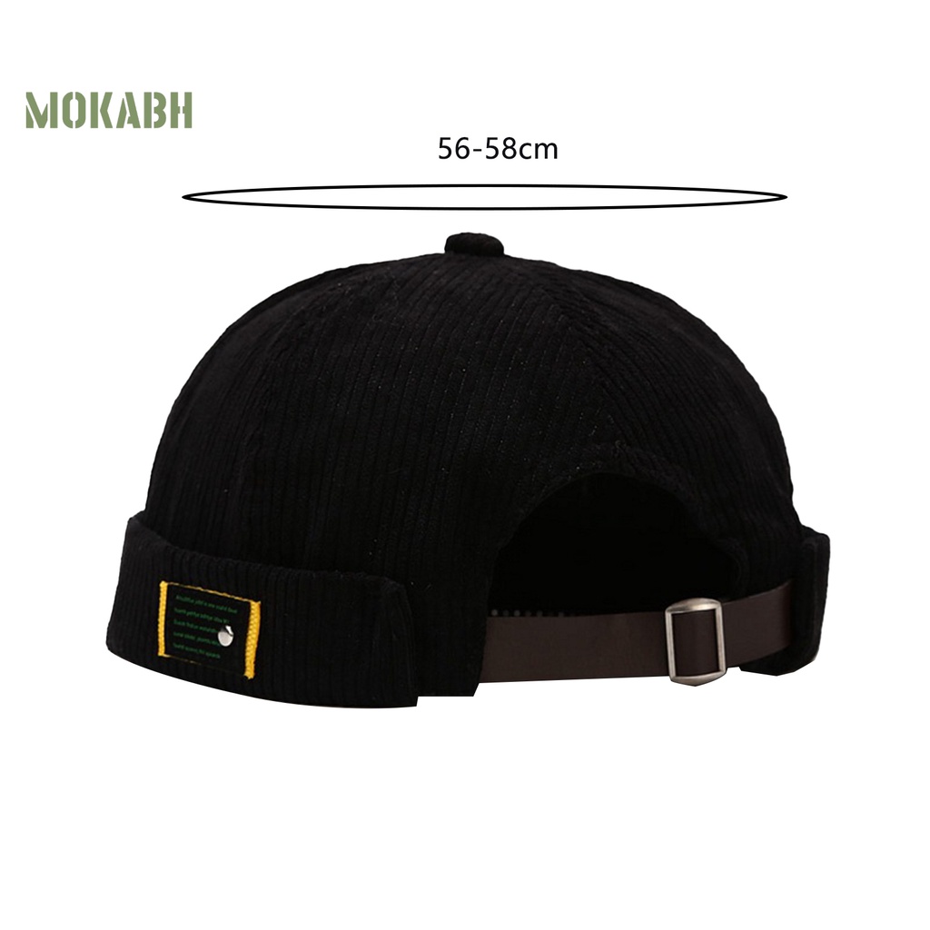 [Mok Abh] Mũ Beanie Vải Nhung Mềm Mại In Logo Vòm Màu Trơn Có Thể Điều Chỉnh Phong Cách Retro Đường Phố Cho Nam Và Nữ
