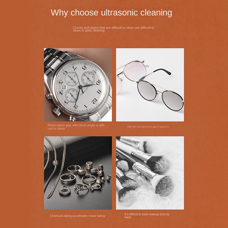 1 Set Máy Vệ Sinh Trang Sức Mắt Kính Mini Bằng Sóng Siêu Âm Chuyên Nghiệp Phích Cắm US