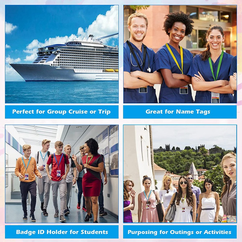 Set 30 Dây Đeo Thẻ Tên Kèm Móc Ngang Bằng Nhựa Chống Thấm Nước Tiện Dụng Ốp