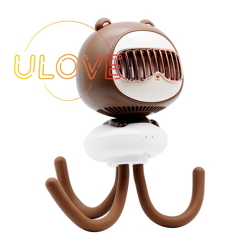 Quạt Mini Cầm Tay Đa Năng Có Thể Sạc Lại Hình Bạch Tuộc Xinh Xắn