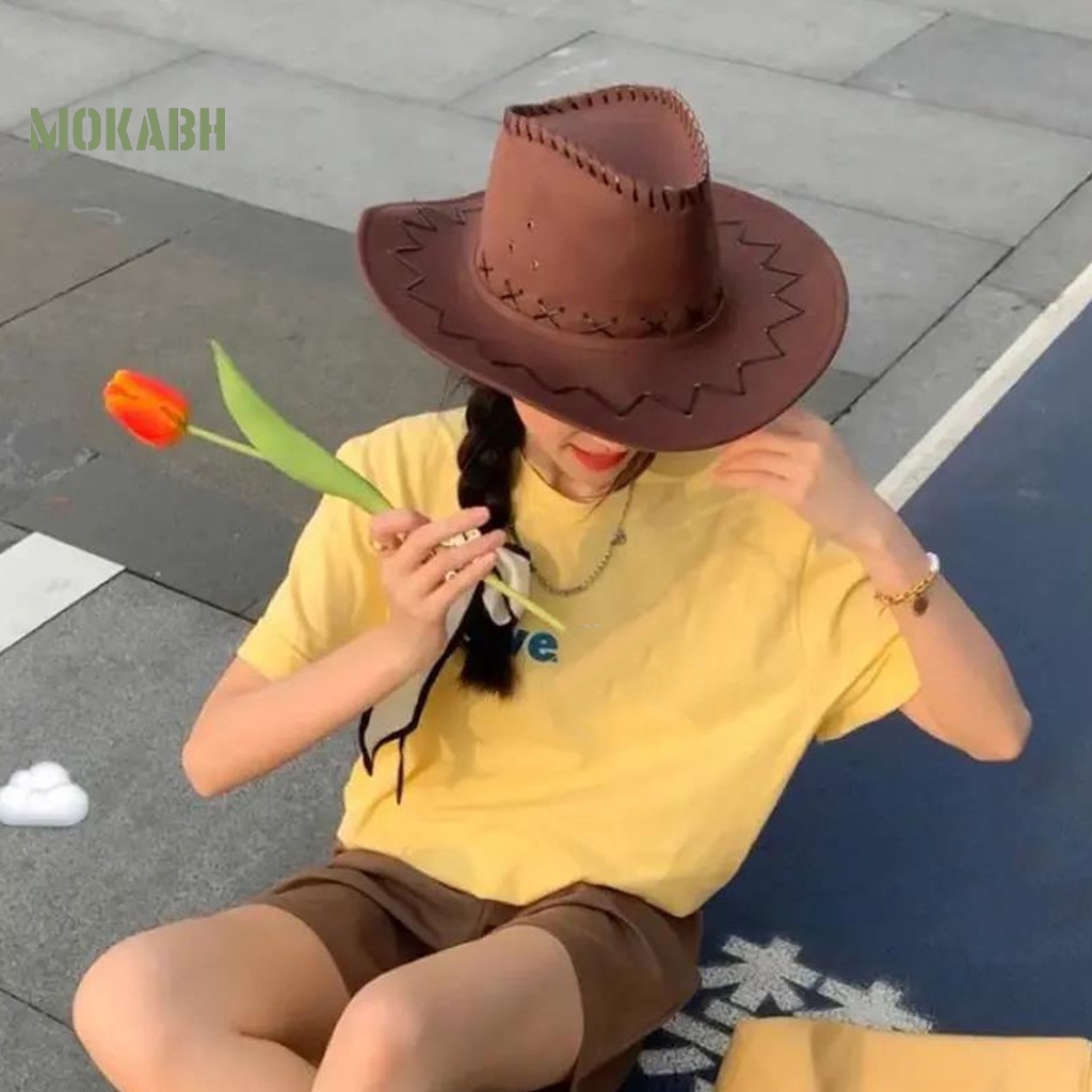 Nón Cao Bồi Màu Trơn Chống Gió Có Dây Đeo Thời Trang Cho Nam Nữ