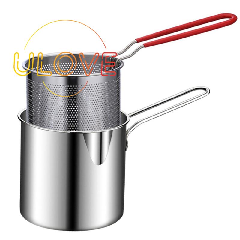 Nồi Chiên Khoai Tây Bằng Thép Không Gỉ Kèm Lưới Lọc Tiện Dụng