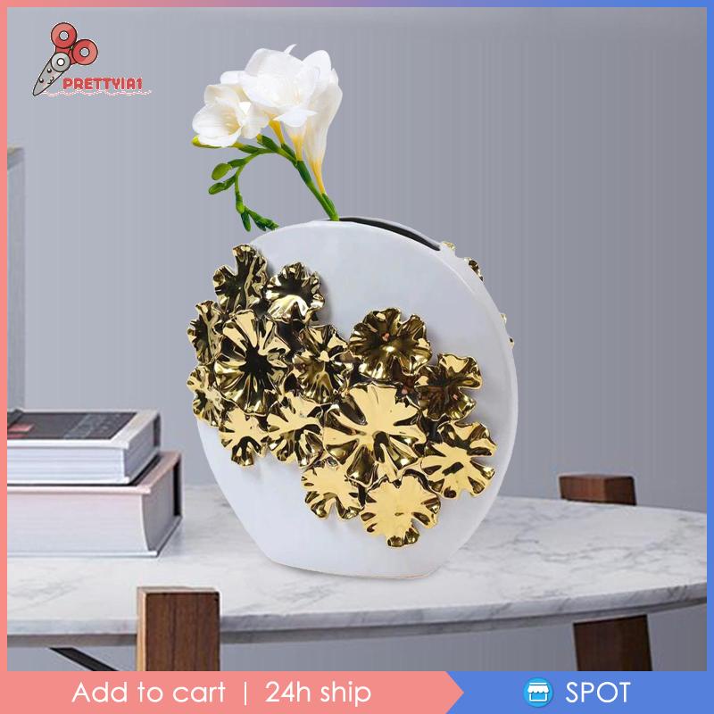 [Prettyia1] Lọ Hoa Gốm Nghệ Thuật Tối Giản Kèm Giá Đỡ Bình Hoa Để Bàn Trang Trí