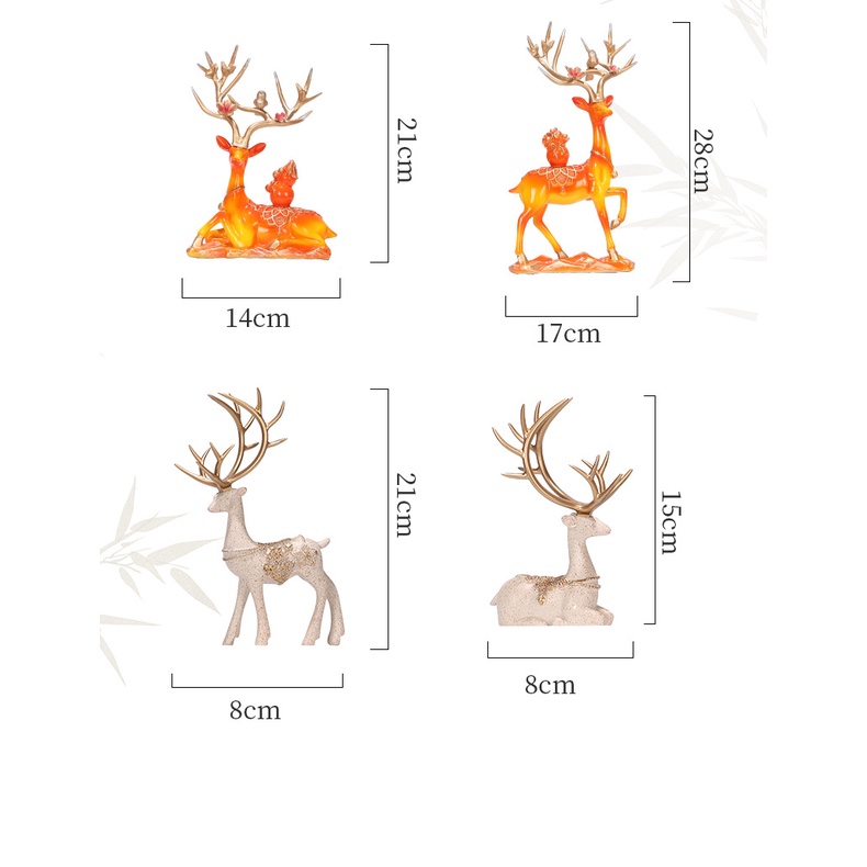 Tượng Hươu Thủ Công Để Bàn Trang Trí Phòng Khách Phong Cách Trung Hoa Hiện Đại Mới