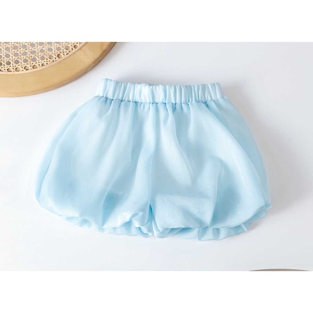 Set bé gái mùa hè dễ thương,Aby girl large butterfly suspenders + shorts set, fashion light blue girls set-shirt