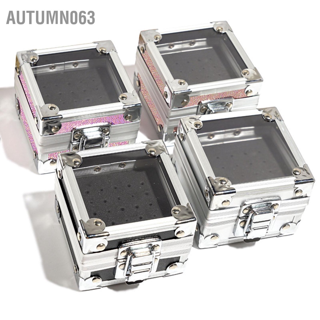 Autumn063 Hộp đựng mũi khoan móng tay 25 lỗ Vỏ lật trong suốt chống bụi lưu trữ