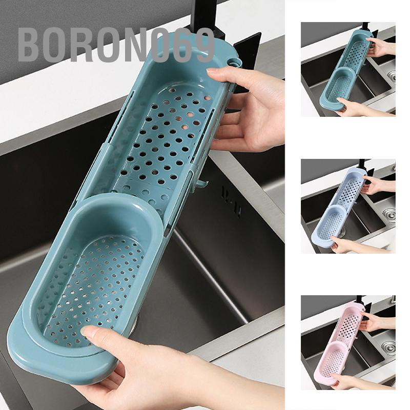 Boron069 Giá đỡ bồn rửa có thể thu vào Thoát nước rỗng Thiết kế thanh treo miếng bọt biển bằng nhựa cho nhà bếp