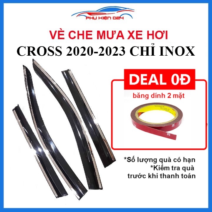 Vè mưa Corolla Cross 2020-2021-2022 vè chỉ inox che mưa bảo vệ xe