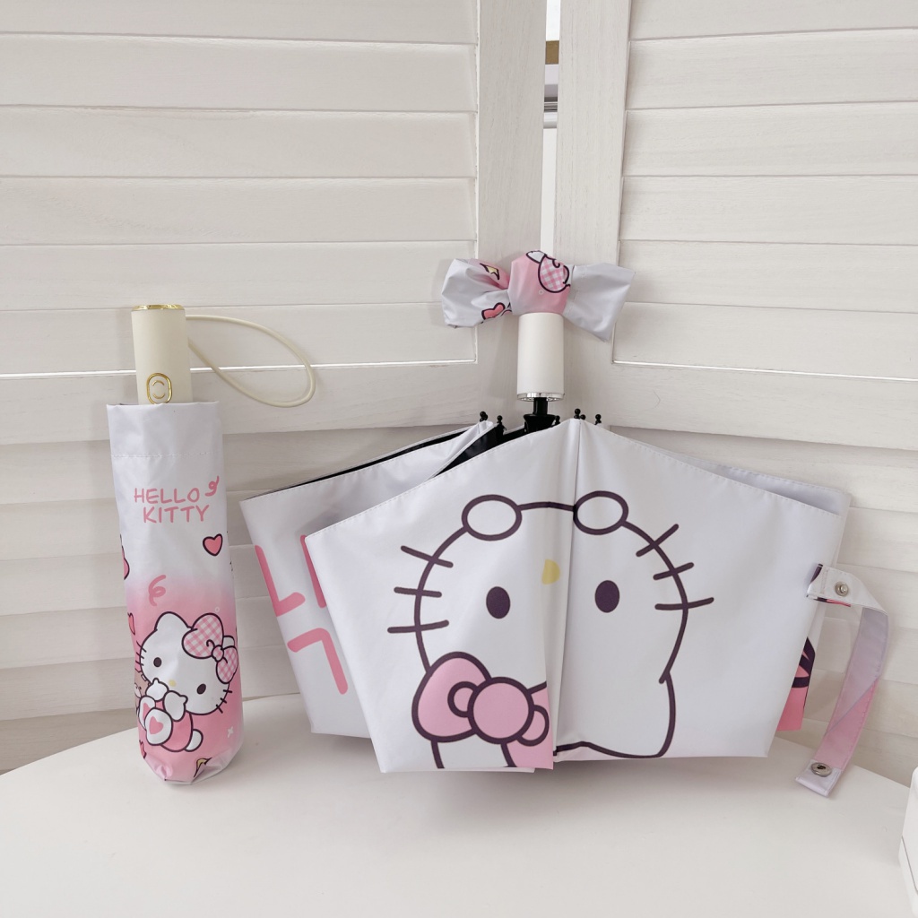 Dù Gấp Tự Động Chống Nắng Họa Tiết Hello Kitty Dễ Thương
