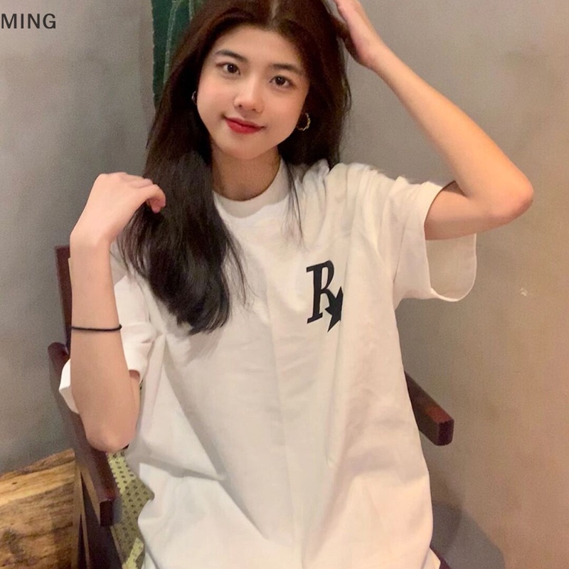 Áo Thun Nữ Ngắn Tay Cổ Tròn In Chữ Thời Trang