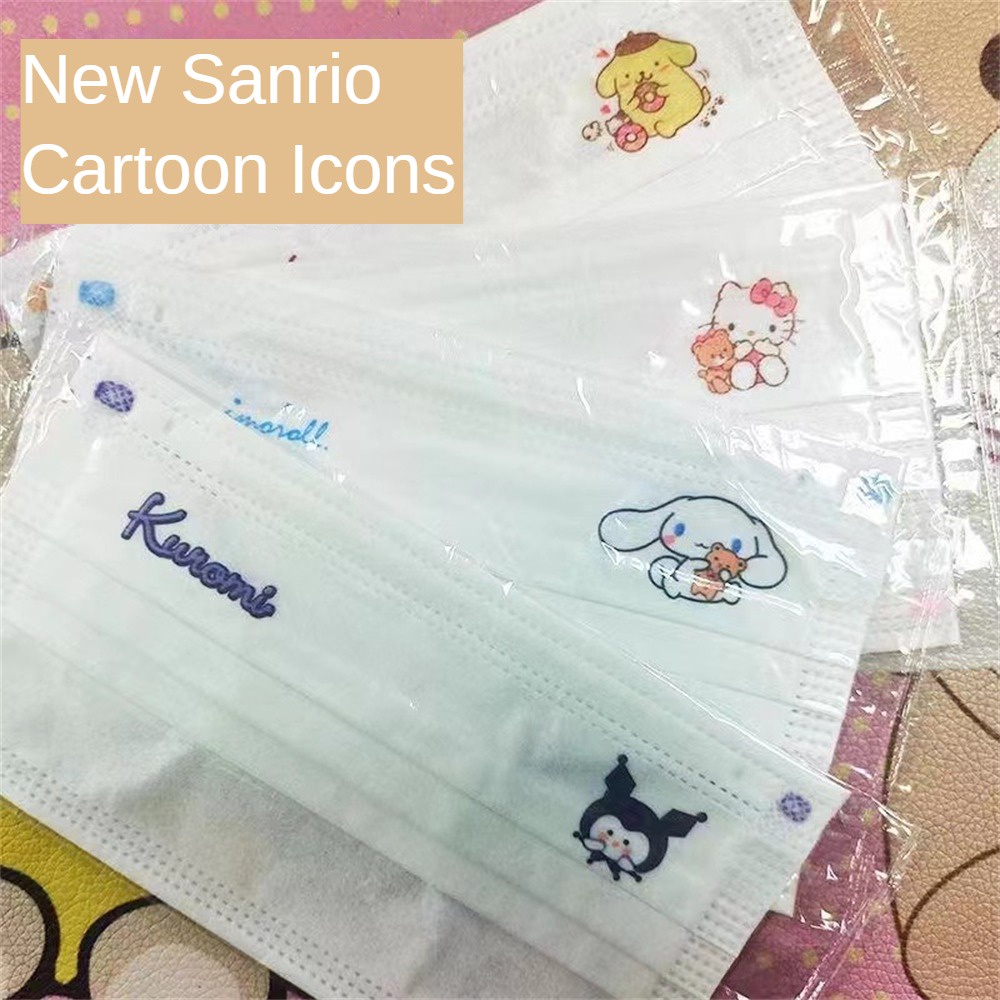 Set 10 khẩu trang EELHOE họa tiết hoạt hình Sanrio dễ thương chất lượng cao