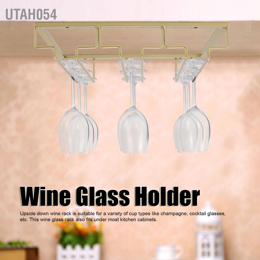 Utah054 Sắt Nghệ Thuật Lộn Ngược Giá Đựng Ly Rượu Phong Cách Châu Âu Treo Dưới Tủ