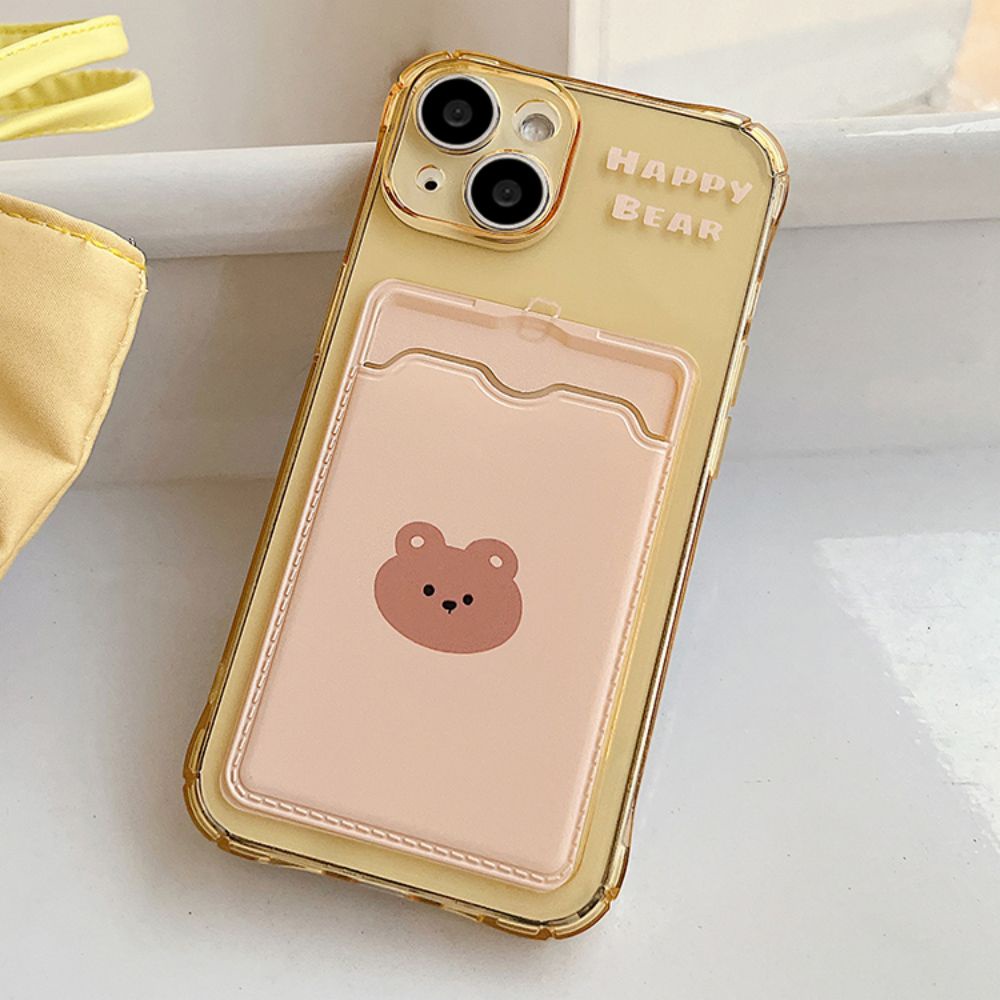 Ốp Điện Thoại TPU Mềm Chống Sốc Có Ngăn Đựng Thẻ Hình Gấu Cho IPhone 11 14 13 12 Pro Max Xr Xs Max 7 8 Plus SE