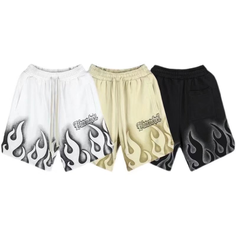 Quần Short Ống Rộng In Hình Ngọn Lửa Phong Cách Hip Hop Cá Tính Dành Cho Nam Nữ