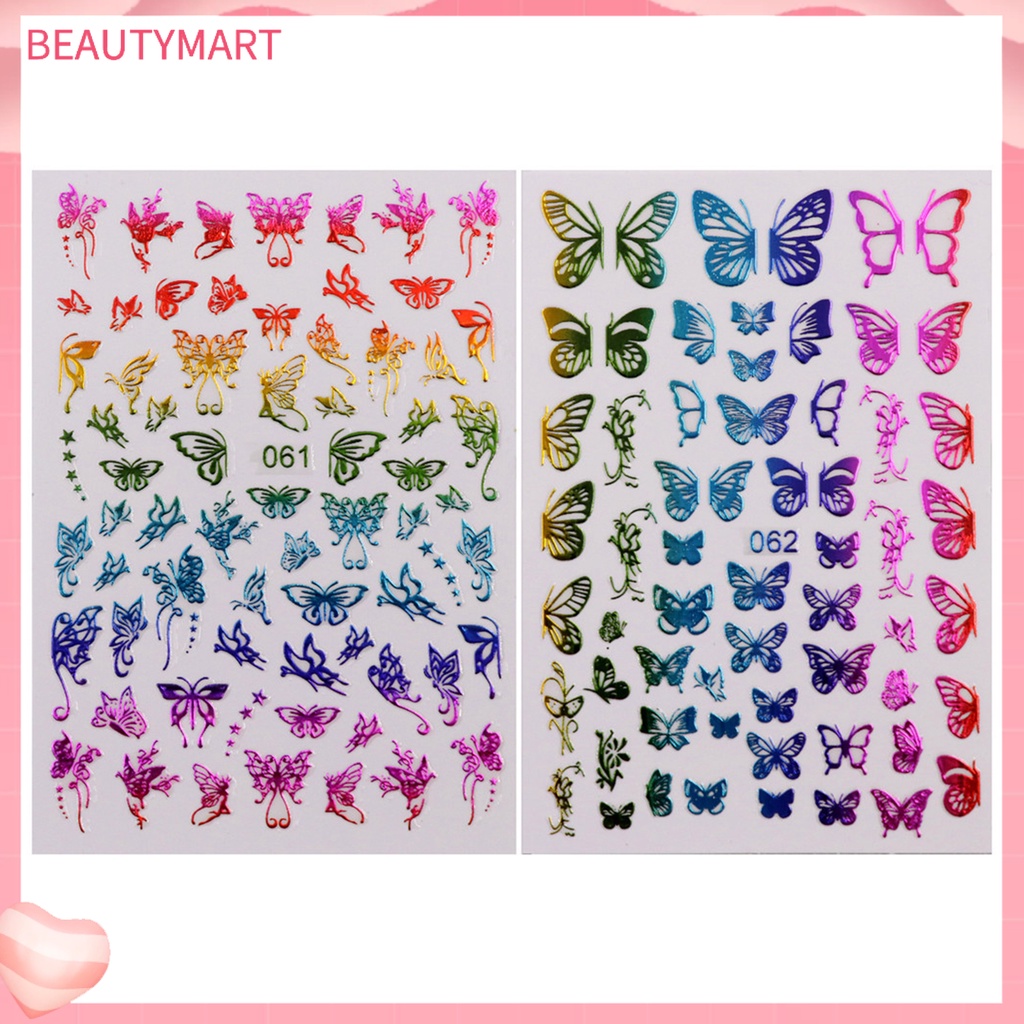 Set 4 / 16 Sticker Dán Móng Nghệ Thuật Họa Tiết Bướm 3D Dạ Quang