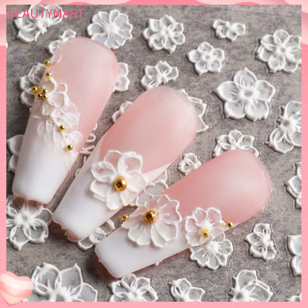 1 Tấm Sticker PET 5D Tự Dính Chống Thấm Nước Họa Tiết Hoa Dập Nổi Trang Trí Móng Nghệ Thuật