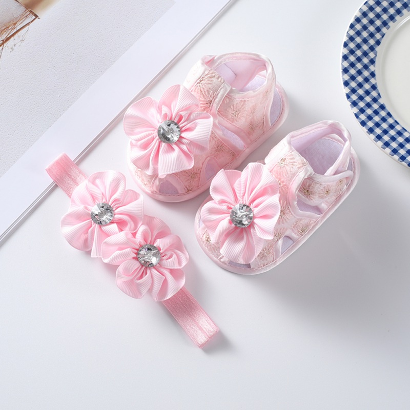 Xăng đan Công Chúa Mùa Hè Đính Hoa Ngọt Ngào Kèm Băng Đô Cho Bé Gái Sơ Sinh Se7en