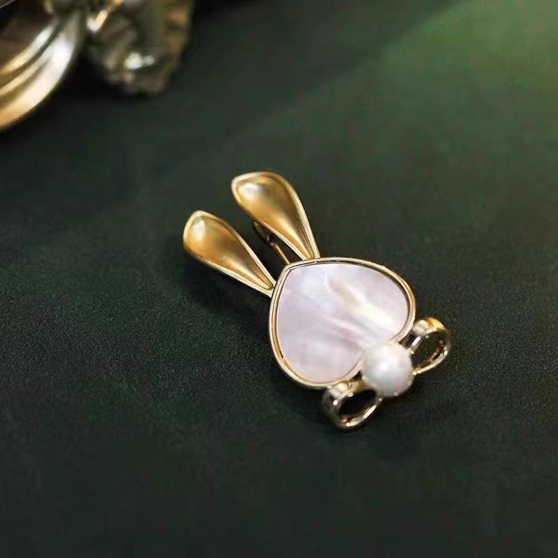 Trâm Cài Áo Hình Thỏ Đính Ngọc Trai Chống Chói Thời Trang Mới Cho Nữ