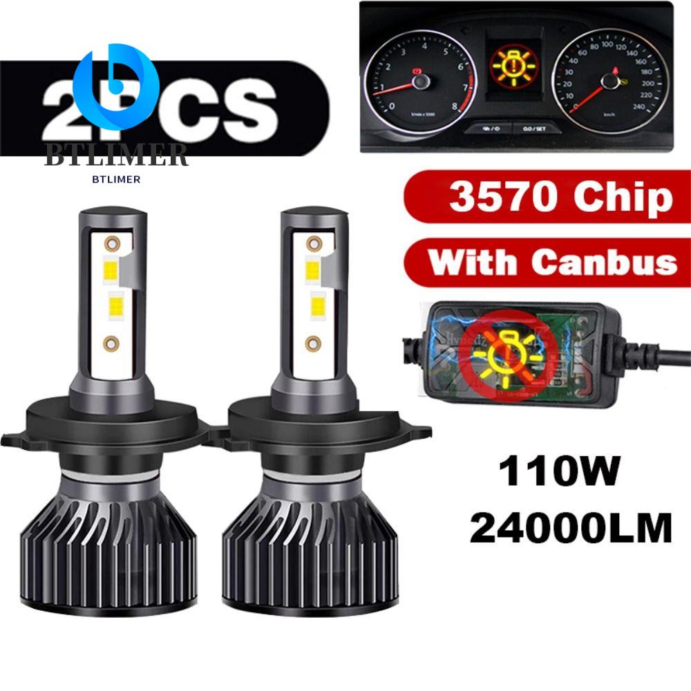 Bộ 2 Bóng Đèn LED 110W 24000LM 6000K Siêu Bền Cho Xe Hơi