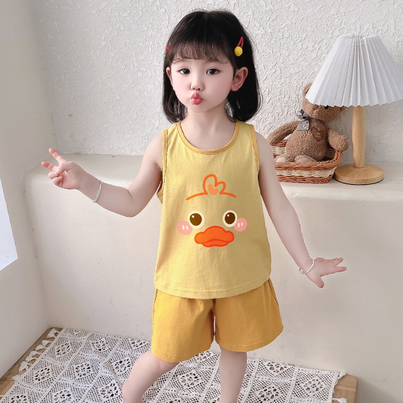 Bộ Đồ Ngủ Áo Sát Nách + Quần Short Họa Tiết Hoạt Hình Kiểu Hàn Quốc Thời Trang Mùa Hè 2