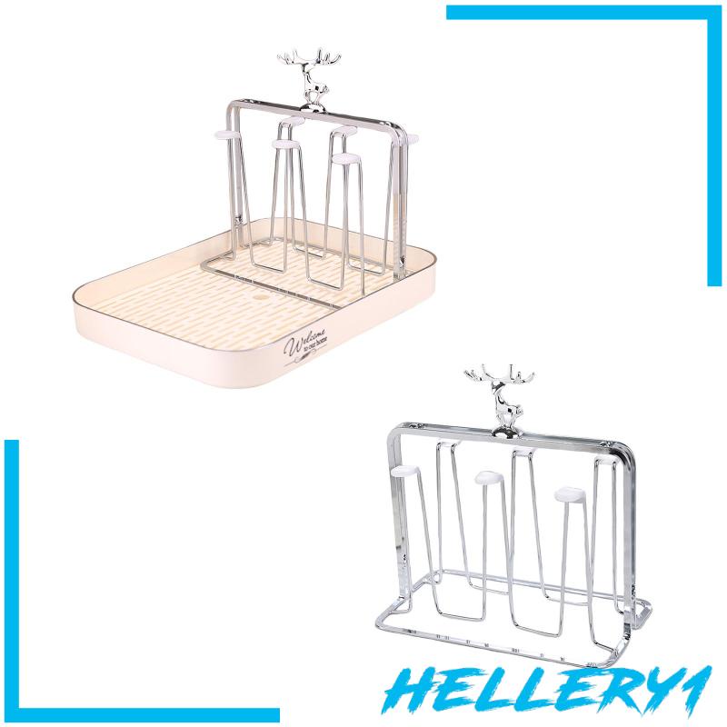 [Hellery1] Giá Đỡ Cốc Thủy Tinh Có Khay Thoát Nước Và Tay Cầm Sắp Xếp Gọn Gàng Cho Quán