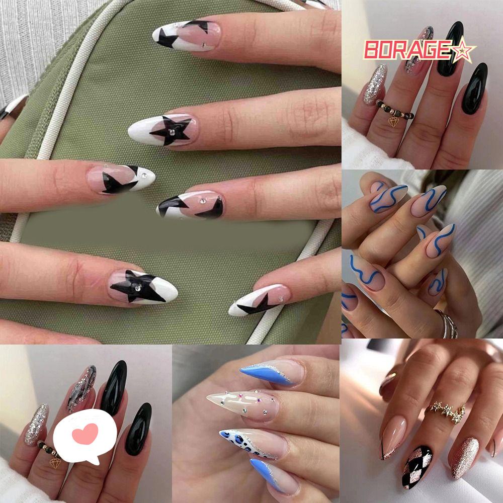 Bộ 24 Móng Tay Giả Hình Ngôi Sao Xinh Xắn