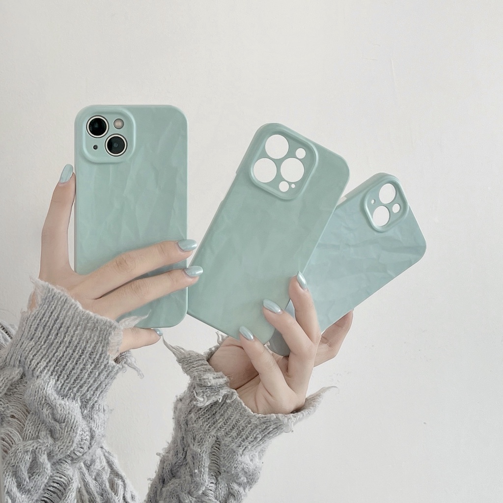 Ốp Điện Thoại Nhựa PC Cứng Chống Sốc Màu Xanh Bạc Hà Đơn Giản Cho iPhone 14 13 12 11 PRO MAX