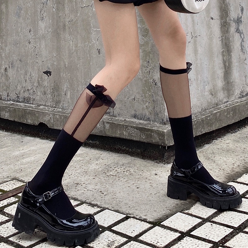 Vớ Ống Lửng Mỏng Đính Nơ Phong Cách Lolita Nhật Bản Ngọt Ngào Mùa Hè Cho Trẻ Em