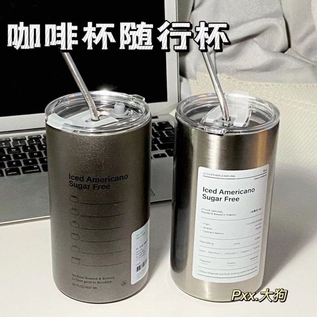 Bình Nước Giữ Nhiệt Bằng Thép Không Gỉ Thiết Kế Nhỏ Gọn Kèm Ống Hút Tiện Dụng