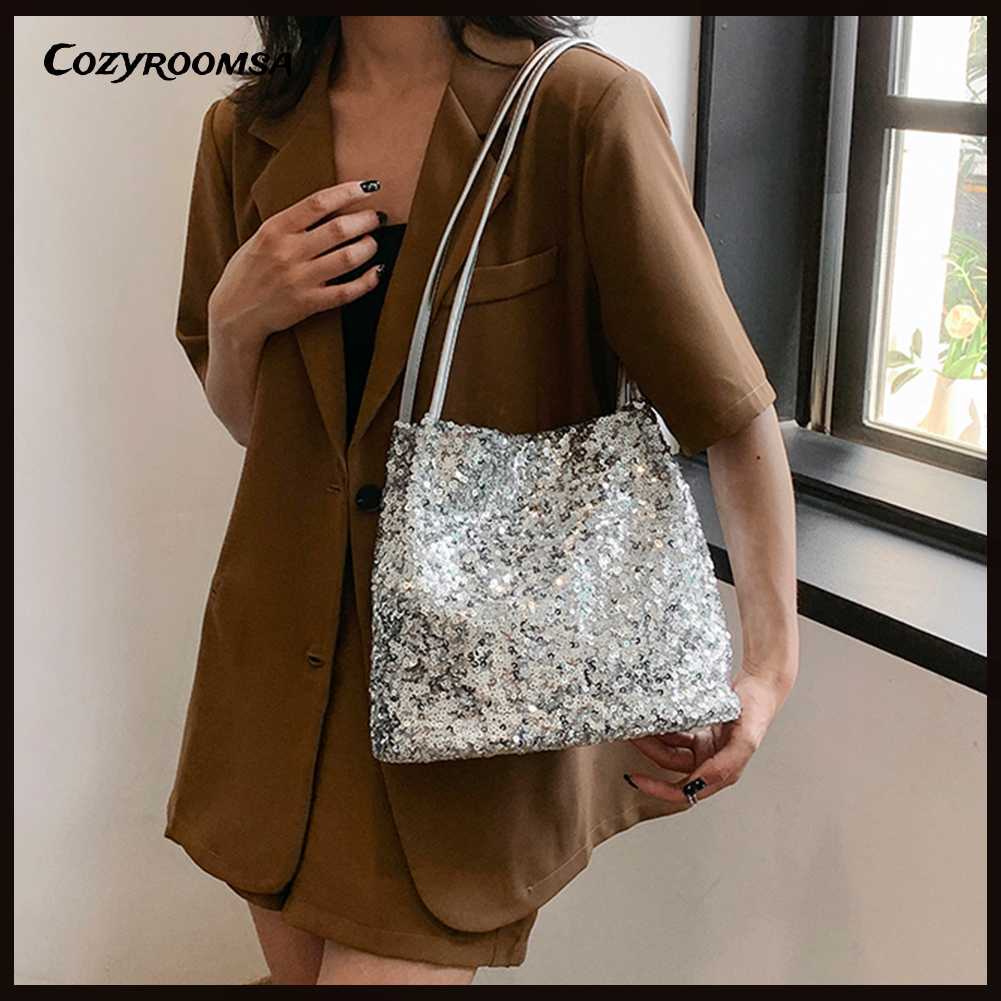 Túi Đeo Vai Sức Chứa Lớn Thoáng Khí Đính Kim Sa Dành Cho Nữ