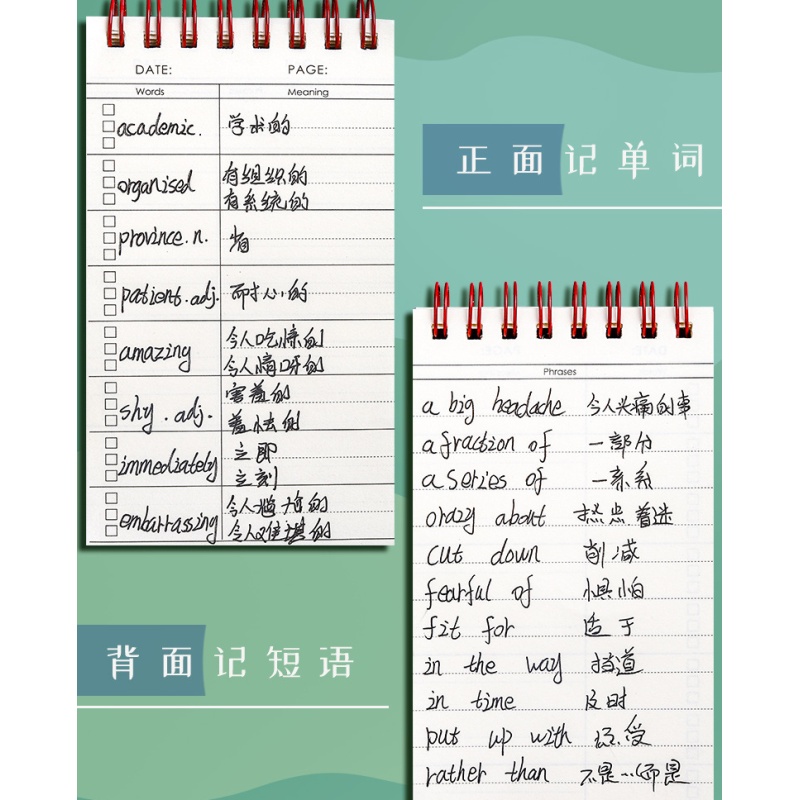 Set 4 Sổ Ghi Chú Bỏ Túi Kabaxiong Bằng Tiếng Anh Kèm Vỏ Bọc Sổ Tay