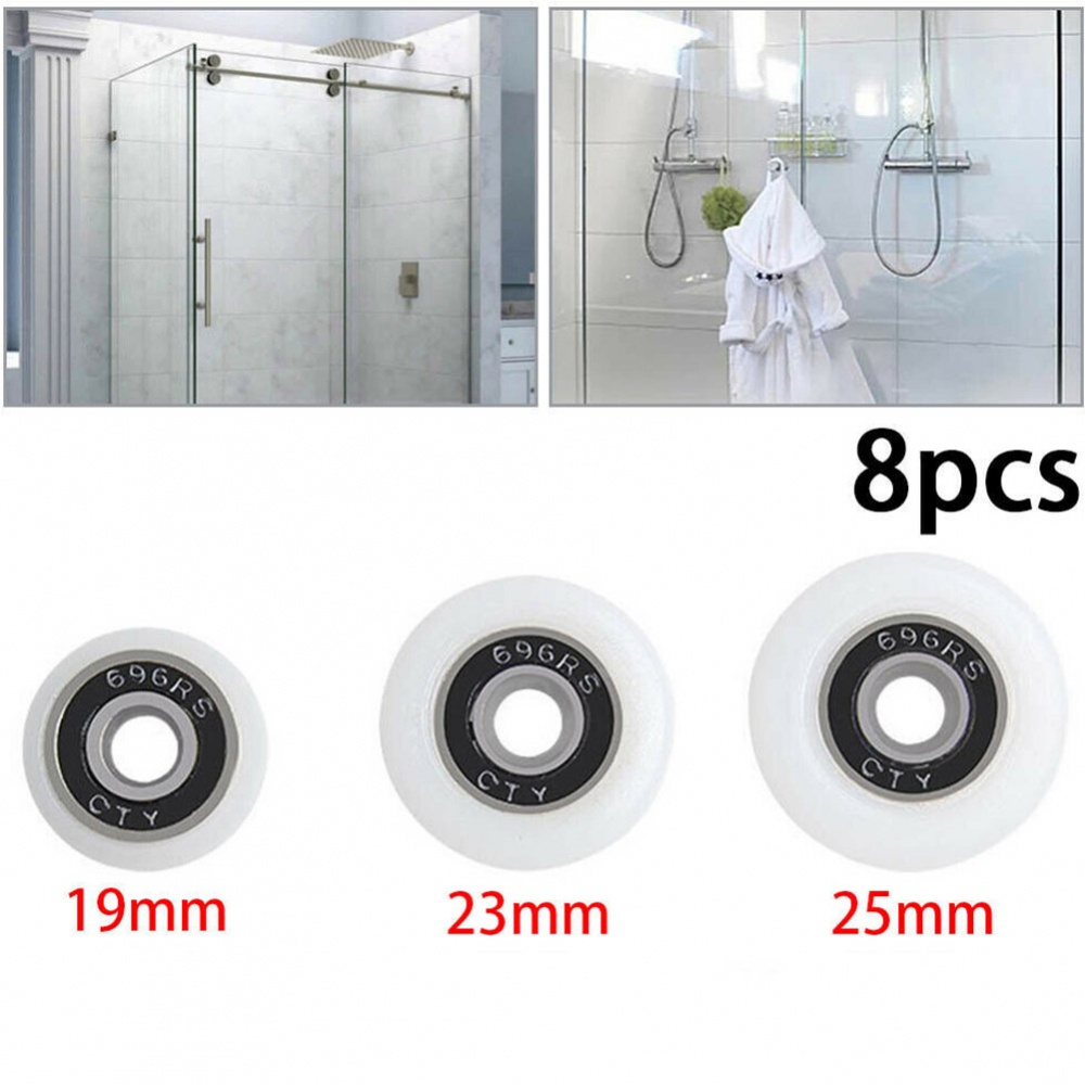 Bộ 8 Bánh Xe Lăn Thay Thế Cho Cửa Nhà Tắm Đường Kính 19 23 25mm