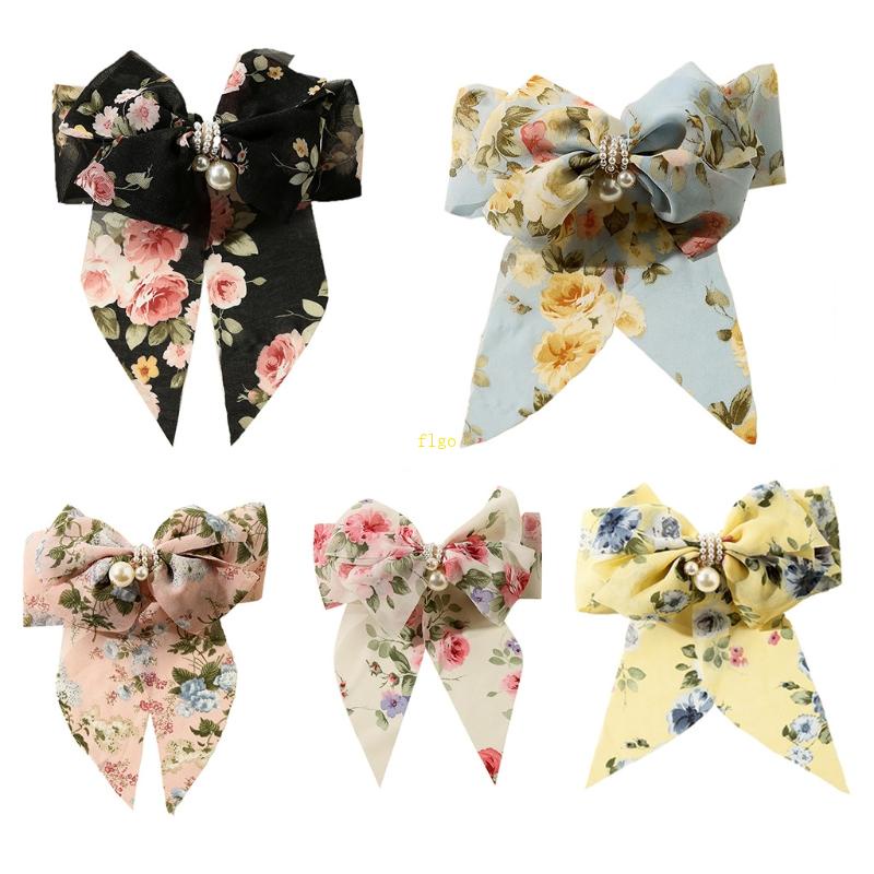 Kẹp Tóc Hình Nơ Đính Ngọc Trai Giả Dễ Thương Cho Nữ