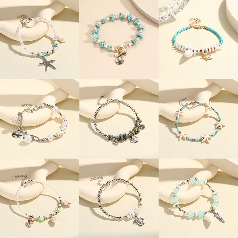 Vòng Tay Chuỗi Hạt Vỏ Sò / Sao Biển / Ngọc Trai Bằng