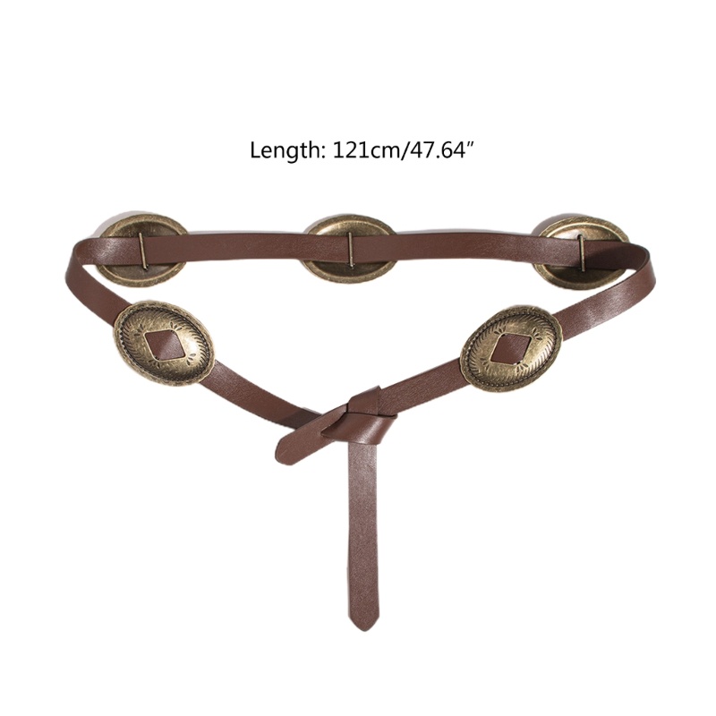 Thắt Lưng Da Phối Kim Loại Phong Cách Vintage Phương Tây