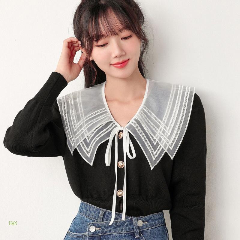 Cổ Áo Giả Thêu Họa Tiết Xinh Xắn Có Thể Tháo Rời Tiện Dụng