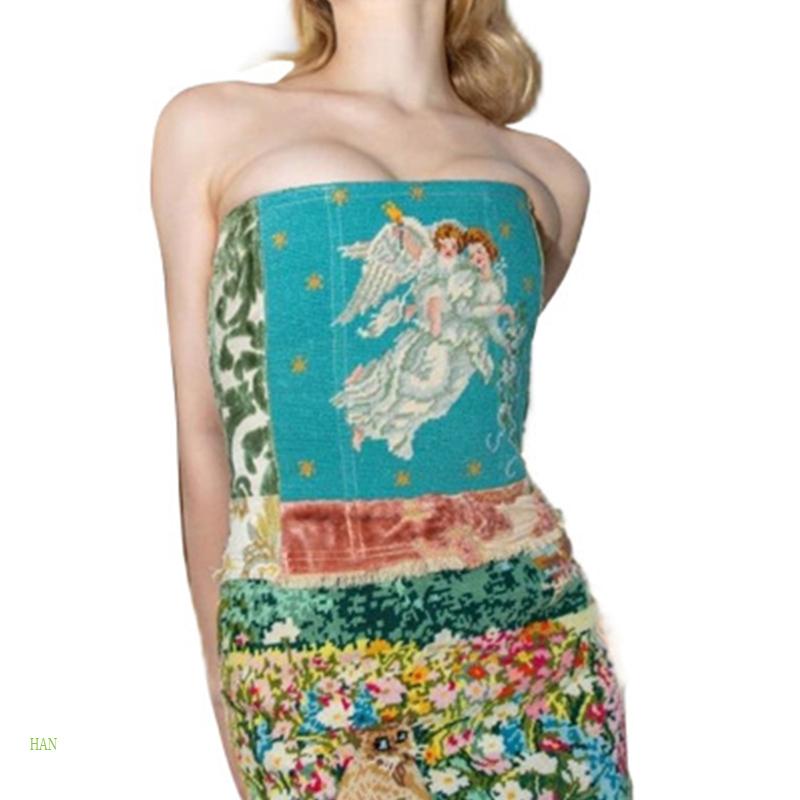 Áo Nịt Ngực Polyester Bản Rộng In Hình Thiên Thần Phong Cách Gothic Cổ Điển Cho Nữ