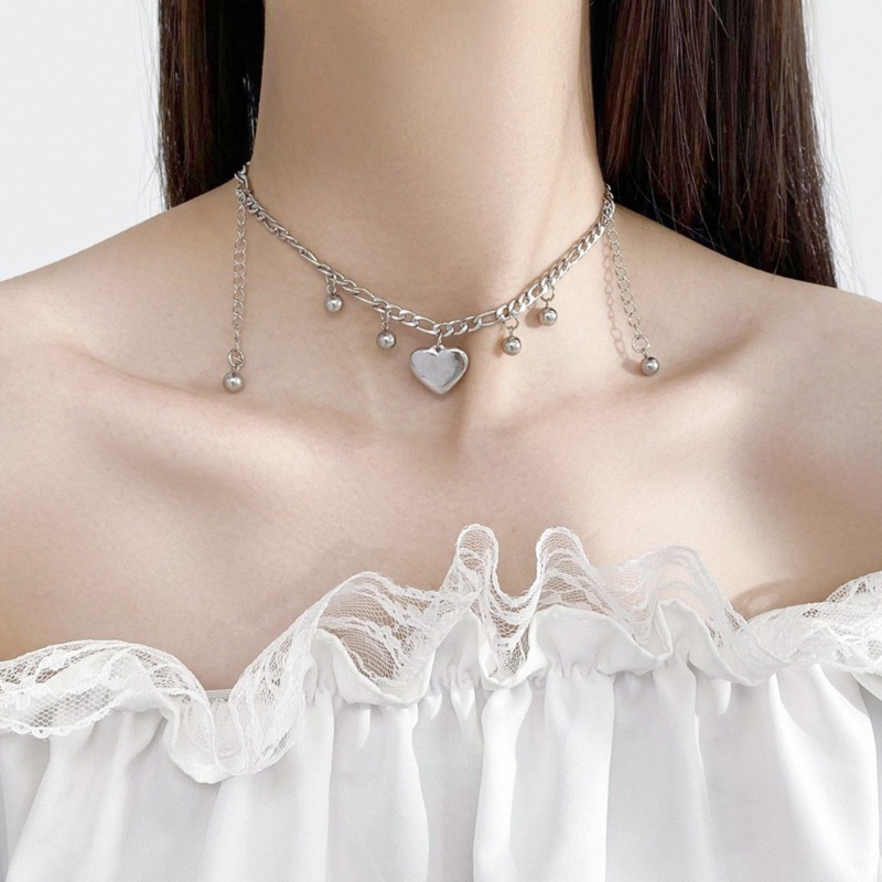 Vòng Cổ Dây Xích Tua Rua Mặt Trái Tim NERV Y2K Thời Trang Hàn Quốc Cho Nữ