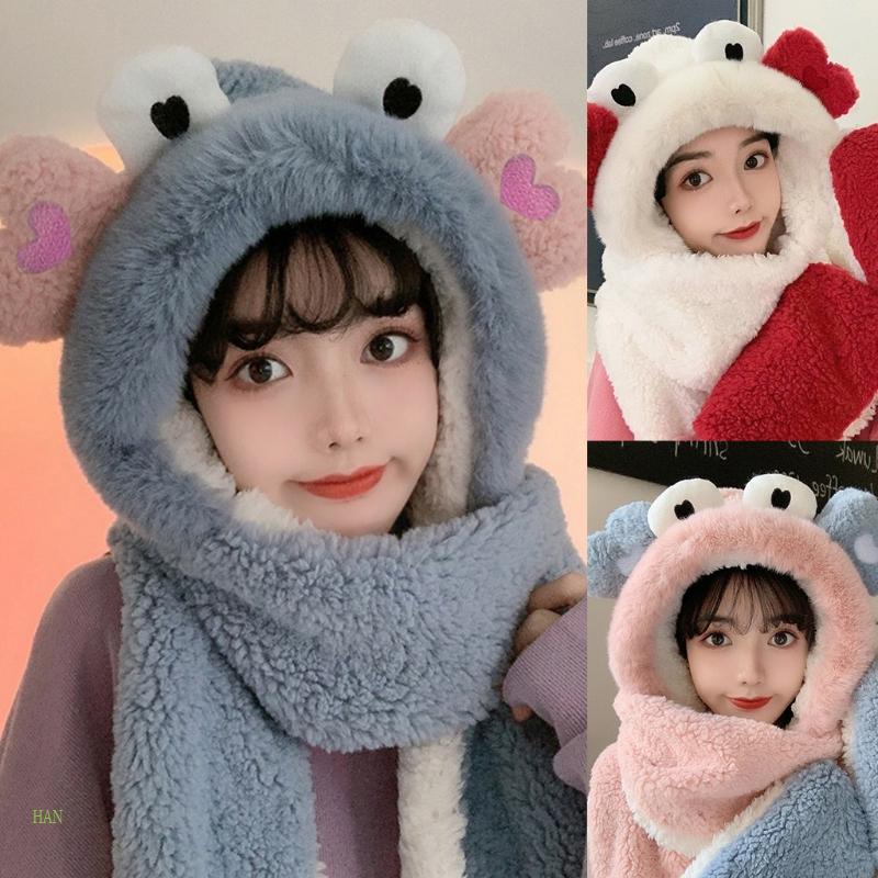 Khăn Choàng Chống Gió Mềm Mại Dày Dặn 3 Trong 1 Có Nón Và Găng Tay Và Túi Tiện Dụng