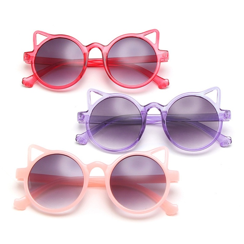 Kính Mát Tròng Tròn Chống Tia UV Hình Tai Mèo Hoạt Hình Bảo Vệ Mắt Cho Bé Sự Bảo Vệ