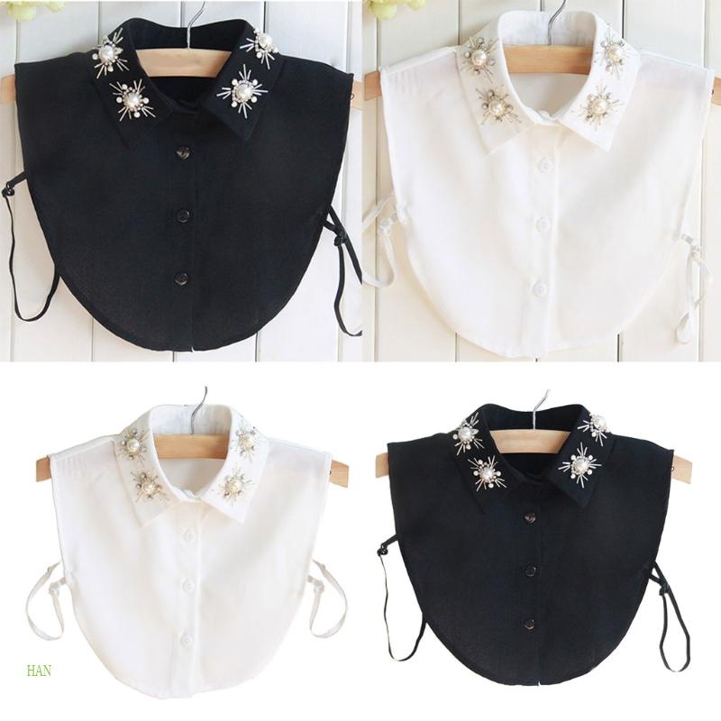 Cổ Áo Voan Đính Hạt Ngọc Trai Giả Họa Tiết Hoa Có Thể Tháo Rời