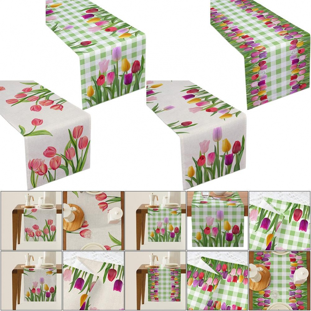 Khăn Trải Bàn In Hoa Tulip Nhiều Màu