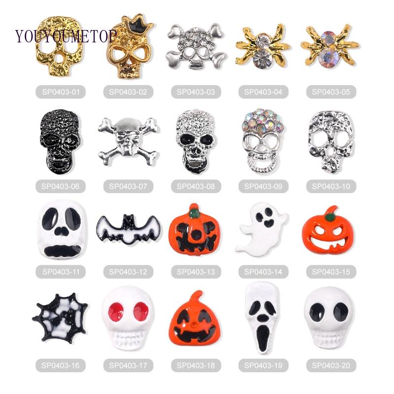 Set 100 Phụ Kiện Trang Trí Móng Tay Nghệ Thuật Chủ Đề Halloween Charms