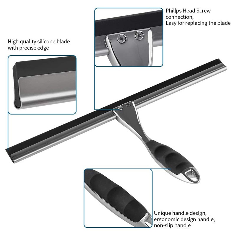 Dụng Cụ Cạo Nước Bằng Thép Không Gỉ Cao Cấp 31Cm Có Móc Treo Cho Cửa Nhà Tắm Nhà Bếp